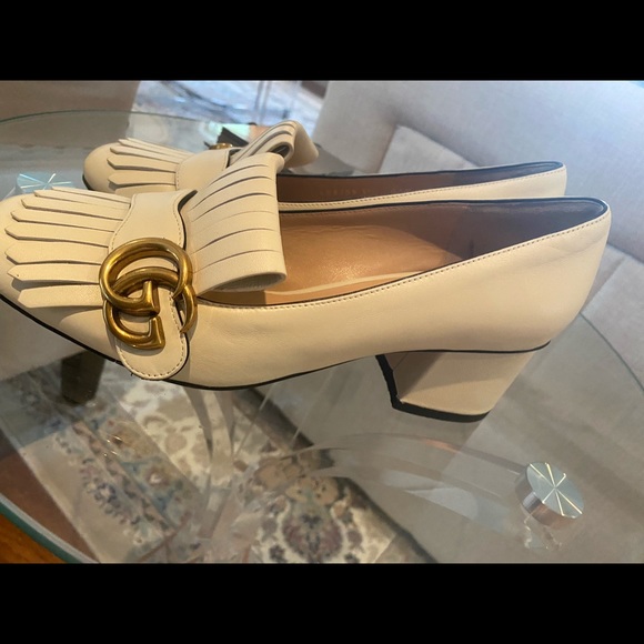 Leather mid-heel pump ivory 7.5 - Picture 4 of 9